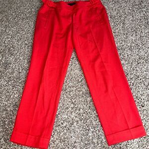 Ann Taylor Petite Straight-Leg Red Pants Women's Size 2 Flat Front cropped